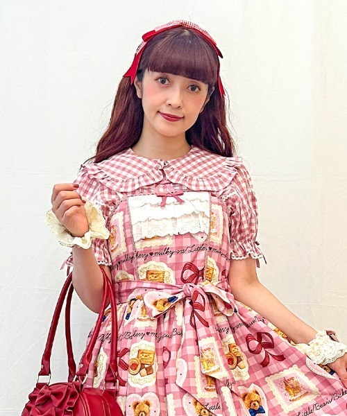 axes femme（アクシーズファム）の「ギンガムチェック半袖ＢＬ（シャツ/ブラウス・レディース・ブラック/ワイン/ピンク・MEDIUM）」の3枚目の写真