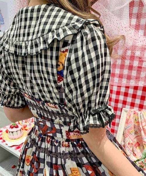 axes femme（アクシーズファム）の「ギンガムチェック半袖ＢＬ（シャツ/ブラウス・レディース・ブラック/ワイン/ピンク・MEDIUM）」の6枚目の写真
