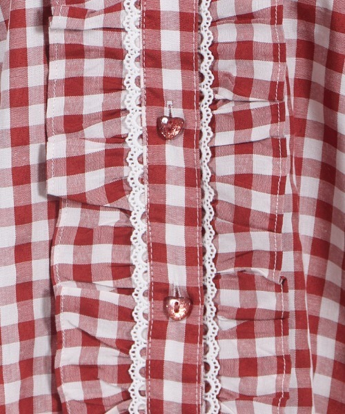 axes femme（アクシーズファム）の「ギンガムチェック半袖ＢＬ（シャツ/ブラウス・レディース・ブラック/ワイン/ピンク・MEDIUM）」の11枚目の写真