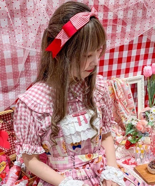 axes femme（アクシーズファム）の「ギンガムチェック半袖ＢＬ（シャツ/ブラウス・レディース・ブラック/ワイン/ピンク・MEDIUM）」の4枚目の写真