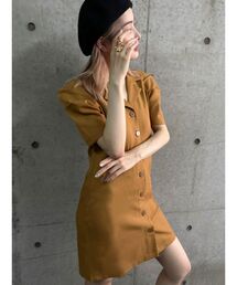 オープンカラーシャツワンピース