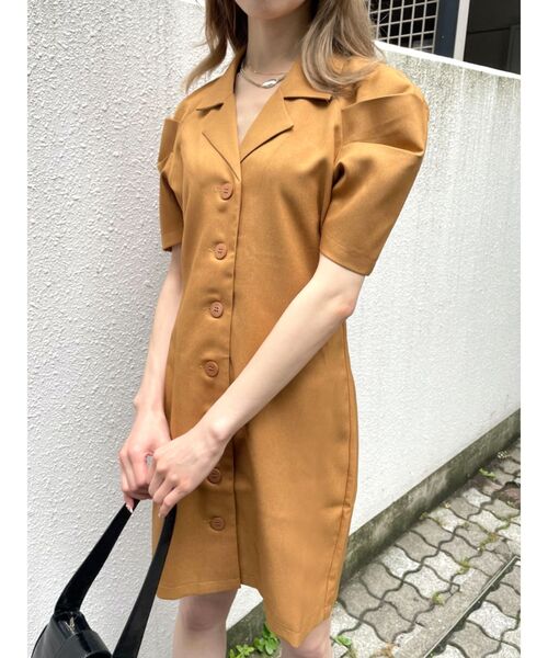 EMODA（エモダ）の「オープンカラーシャツワンピース（ワンピース・レディース・ブラック/グレー/キャメル・FREE）」の7枚目の写真