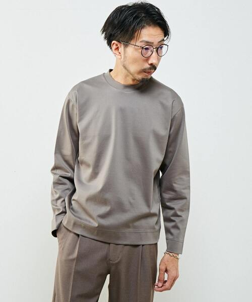 MEN'S MELROSE（メンズメルローズ）の「ハイゲージポンチロングスリーブTシャツ（Tシャツ/カットソー・メンズ・ホワイト/ブラウン/グレー/グリーン・4/3）」の3枚目の写真
