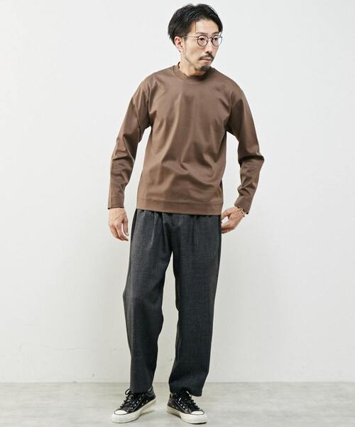 MEN'S MELROSE（メンズメルローズ）の「ハイゲージポンチロングスリーブTシャツ（Tシャツ/カットソー・メンズ・ホワイト/ブラウン/グレー/グリーン・4/3）」の17枚目の写真