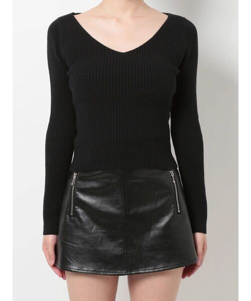 GYDA(ジェイダ)の「Vネックリブニットトップス(ニット/セーター・レディース・オフホワイト/チャコールグレー/ブラック・FREE)」の18枚目の写真