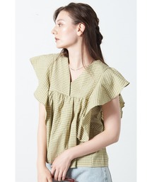 a:mure | フリルスリーブチェックフレアブラウス(シャツ/ブラウス)