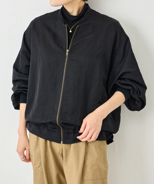 BEARDSLEY（ビアズリー）の「ぽわん袖 女性らしく着られる 裾フリルMA-1（MA-1・レディース・ブラック・FREE）」の8枚目の写真