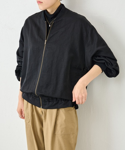 BEARDSLEY（ビアズリー）の「ぽわん袖 女性らしく着られる 裾フリルMA-1（MA-1・レディース・ブラック・FREE）」の9枚目の写真