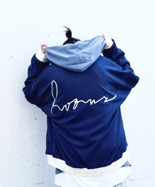 rovtski(ロフトスキー)の「SHARE ROOMS SWEADE RIB BLOUSON/シェアルーム スウェード オーバーサイズ MA-1/リブブルゾン(ブルゾン・レディース・ライトグレー/ブルー系その他2・FREE)」の6枚目の写真