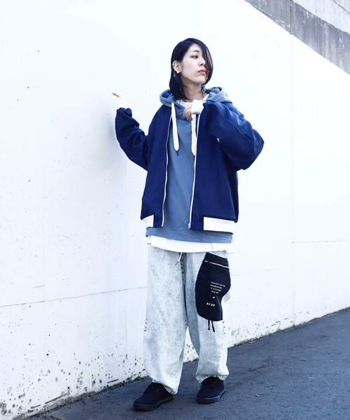 rovtski(ロフトスキー)の「SHARE ROOMS SWEADE RIB BLOUSON/シェアルーム スウェード オーバーサイズ MA-1/リブブルゾン(ブルゾン・レディース・ライトグレー/ブルー系その他2・FREE)」の9枚目の写真