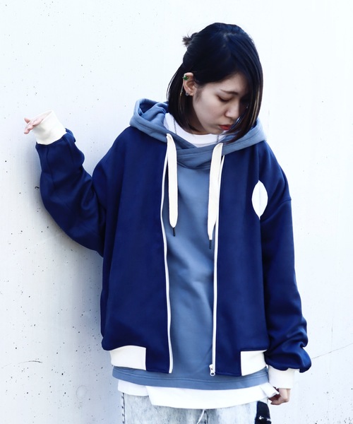 rovtski(ロフトスキー)の「SHARE ROOMS SWEADE RIB BLOUSON/シェアルーム スウェード オーバーサイズ MA-1/リブブルゾン(ブルゾン・レディース・ライトグレー/ブルー系その他2・FREE)」の10枚目の写真