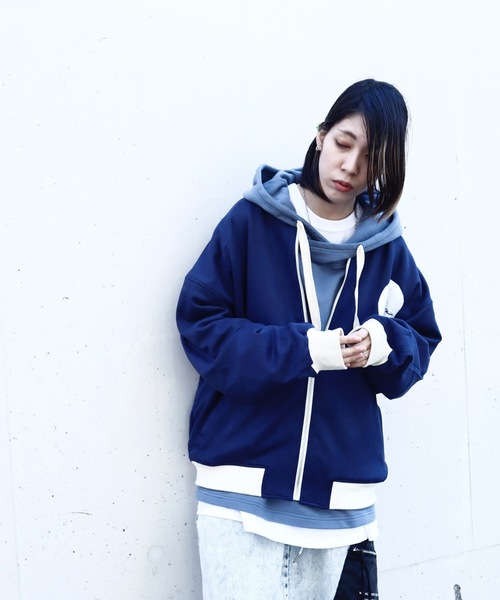 rovtski(ロフトスキー)の「SHARE ROOMS SWEADE RIB BLOUSON/シェアルーム スウェード オーバーサイズ MA-1/リブブルゾン(ブルゾン・レディース・ライトグレー/ブルー系その他2・FREE)」の13枚目の写真