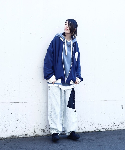 rovtski(ロフトスキー)の「SHARE ROOMS SWEADE RIB BLOUSON/シェアルーム スウェード オーバーサイズ MA-1/リブブルゾン(ブルゾン・レディース・ライトグレー/ブルー系その他2・FREE)」の3枚目の写真