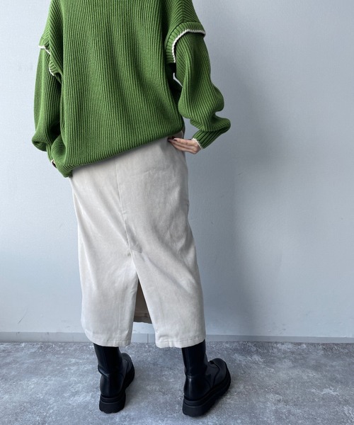 LOWRYS FARM（ローリーズファーム）の「ベロアライクタイトスカート　163108（スカート・レディース・ブラック/グリーン/アイボリー・MEDIUM/LARGE）」の4枚目の写真