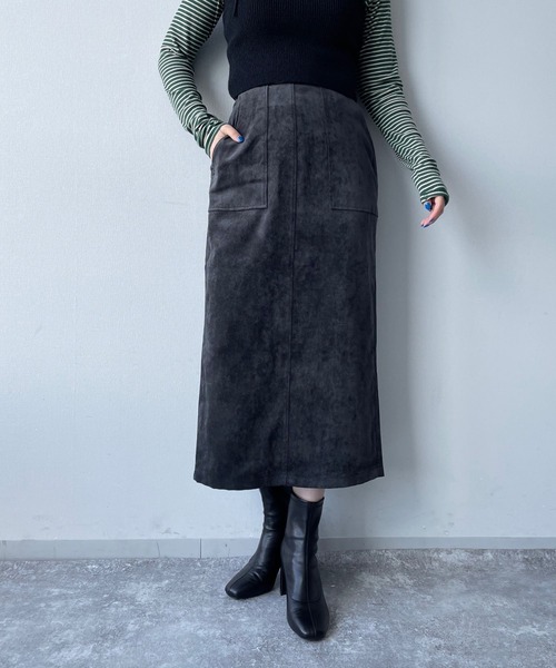 LOWRYS FARM（ローリーズファーム）の「ベロアライクタイトスカート　163108（スカート・レディース・ブラック/グリーン/アイボリー・MEDIUM/LARGE）」の6枚目の写真