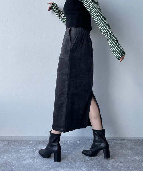 LOWRYS FARM（ローリーズファーム）の「ベロアライクタイトスカート　163108（スカート・レディース・ブラック/グリーン/アイボリー・MEDIUM/LARGE）」の7枚目の写真