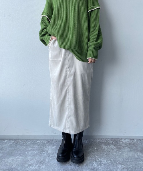 LOWRYS FARM（ローリーズファーム）の「ベロアライクタイトスカート　163108（スカート・レディース・ブラック/グリーン/アイボリー・MEDIUM/LARGE）」の15枚目の写真