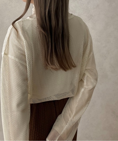 apres jour clair(アプレジュールクレア)の「【apres jour clair】スキッパーメッシュトップス【ZOZOTOWN限定アイテム】(Tシャツ/カットソー・レディース・アイボリー/ベージュ・フリー/X-LARGE)」の8枚目の写真