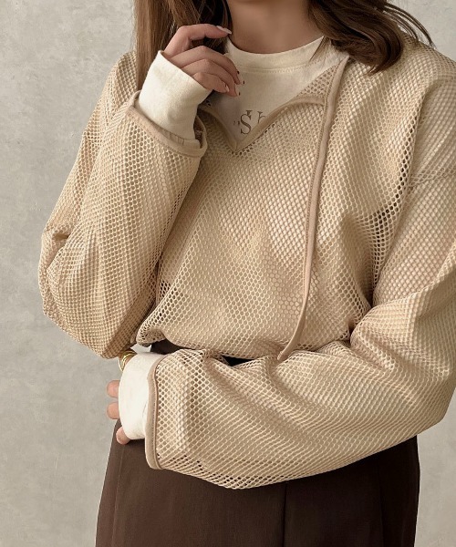 apres jour clair(アプレジュールクレア)の「【apres jour clair】スキッパーメッシュトップス【ZOZOTOWN限定アイテム】(Tシャツ/カットソー・レディース・アイボリー/ベージュ・フリー/X-LARGE)」の11枚目の写真