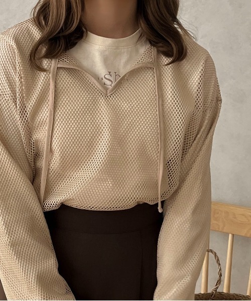 apres jour clair(アプレジュールクレア)の「【apres jour clair】スキッパーメッシュトップス【ZOZOTOWN限定アイテム】(Tシャツ/カットソー・レディース・アイボリー/ベージュ・フリー/X-LARGE)」の13枚目の写真