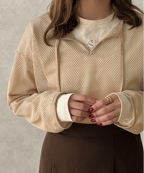 apres jour clair(アプレジュールクレア)の「【apres jour clair】スキッパーメッシュトップス【ZOZOTOWN限定アイテム】(Tシャツ/カットソー・レディース・アイボリー/ベージュ・フリー/X-LARGE)」の10枚目の写真