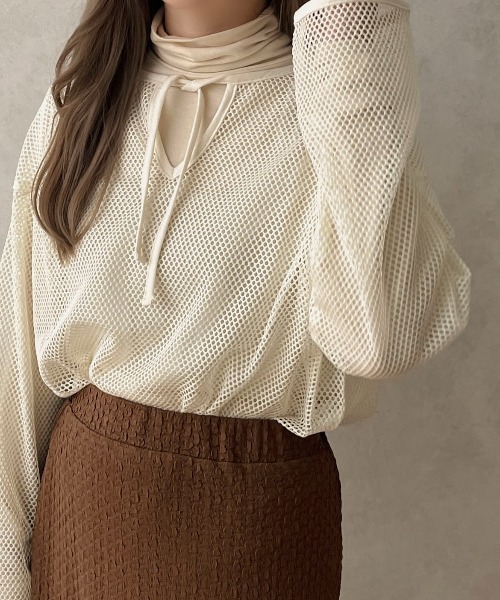 apres jour clair(アプレジュールクレア)の「【apres jour clair】スキッパーメッシュトップス【ZOZOTOWN限定アイテム】(Tシャツ/カットソー・レディース・アイボリー/ベージュ・フリー/X-LARGE)」の22枚目の写真