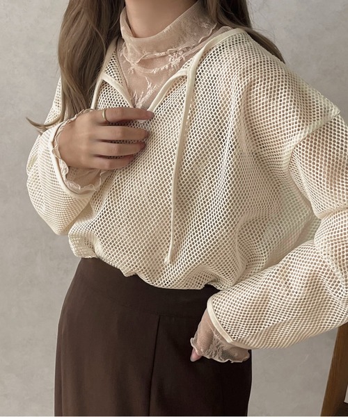 apres jour clair(アプレジュールクレア)の「【apres jour clair】スキッパーメッシュトップス【ZOZOTOWN限定アイテム】(Tシャツ/カットソー・レディース・アイボリー/ベージュ・フリー/X-LARGE)」の19枚目の写真