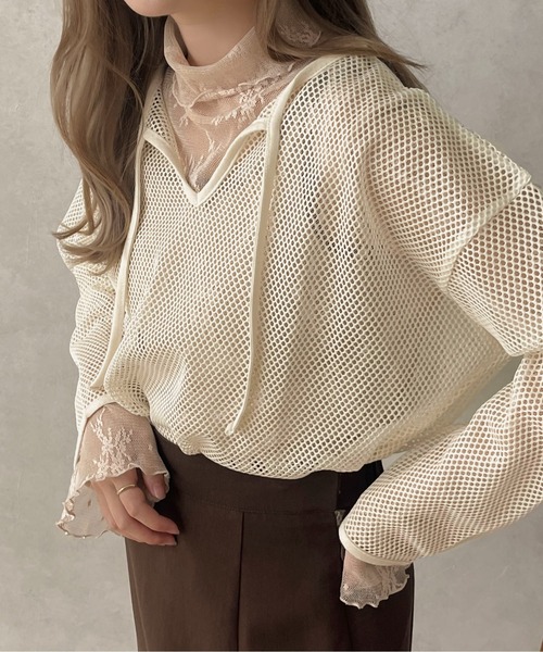apres jour clair(アプレジュールクレア)の「【apres jour clair】スキッパーメッシュトップス【ZOZOTOWN限定アイテム】(Tシャツ/カットソー・レディース・アイボリー/ベージュ・フリー/X-LARGE)」の20枚目の写真