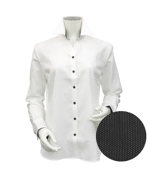 TOKYO SHIRTS（トウキョウシャツ）の「形態安定ノーアイロン スキッパー 長袖ビジネスワイシャツ（ビジネスシャツ・レディース・ホワイト・S/M/L/LL/XL）」の2枚目の写真
