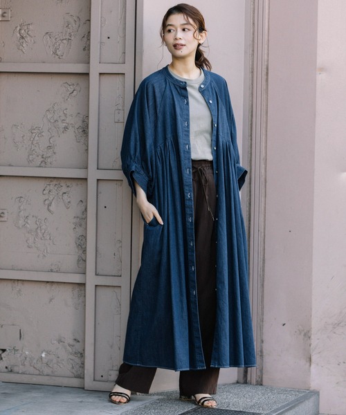 Munich（ミューニック）の「8ozウォッシュデニムパフスリーブシャツワンピース（シャツワンピース・レディース・ネイビー/ブラック/ブルー・FREE）」の18枚目の写真