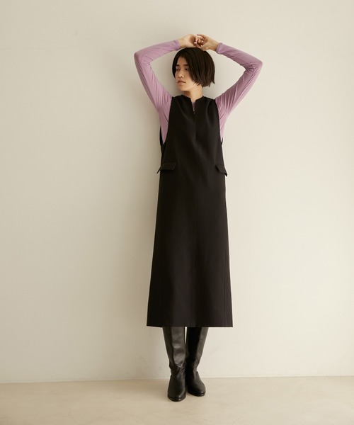 SALON adam et rope'（サロン アダム エ ロペ）の「[ご好評につき新色追加！]シアージャージクルーネックプルオーバー（Tシャツ/カットソー・レディース・ホワイト/ブラック/オリーブ/ラベンダー・FREE）」の8枚目の写真