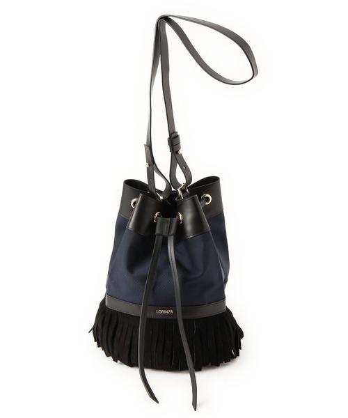 LORINZA(ロリンザ)の「LORINZA(ロリンザ) Drawstring Bag(ショルダーバッグ・レディース・ブラック/ネイビー・フリー)」の2枚目の写真