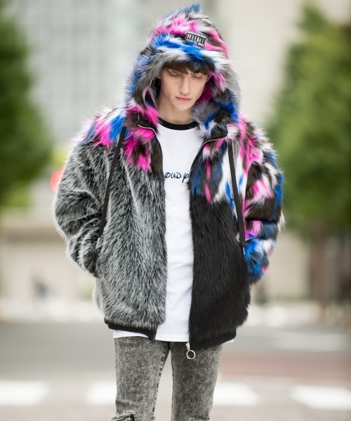 韓国　ファッション　ジャケット　ファー　ブルー　ビンテージ　ボタン　 M 秋　冬 km-11037276547_1.jpg