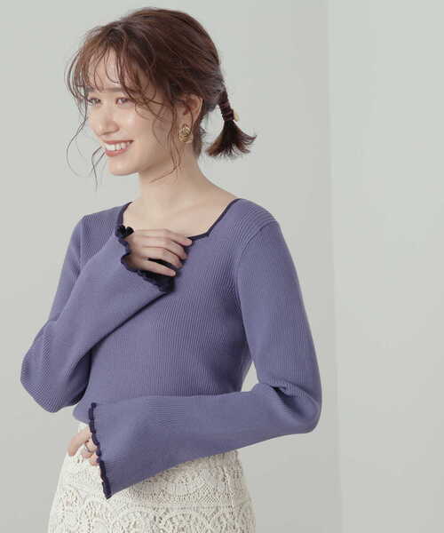 N.（N. Natural Beauty Basic）（エヌエヌナチュラルビューティーベーシック）の「【追加生産】◆スクエアネックフレアスリーブリブニット（ニット/セーター・レディース・ナチュラル/マスタード/ネイビー/ブルー/ベージュ・MEDIUM）」の13枚目の写真