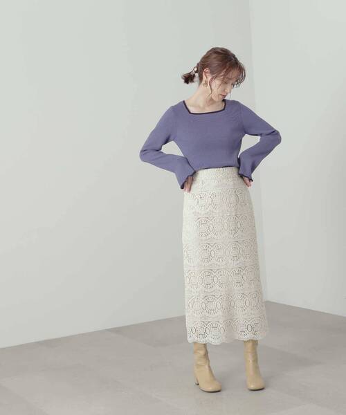 N.（N. Natural Beauty Basic）（エヌエヌナチュラルビューティーベーシック）の「【追加生産】◆スクエアネックフレアスリーブリブニット（ニット/セーター・レディース・ナチュラル/マスタード/ネイビー/ブルー/ベージュ・MEDIUM）」の11枚目の写真