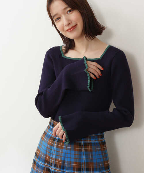 N.（N. Natural Beauty Basic）（エヌエヌナチュラルビューティーベーシック）の「【追加生産】◆スクエアネックフレアスリーブリブニット（ニット/セーター・レディース・ナチュラル/マスタード/ネイビー/ブルー/ベージュ・MEDIUM）」の9枚目の写真