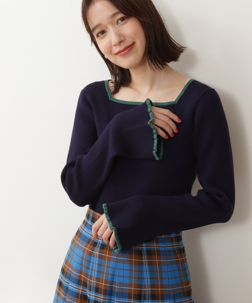 N.（N. Natural Beauty Basic）（エヌエヌナチュラルビューティーベーシック）の「【追加生産】◆スクエアネックフレアスリーブリブニット（ニット/セーター・レディース・ナチュラル/マスタード/ネイビー/ブルー/ベージュ・MEDIUM）」の3枚目の写真