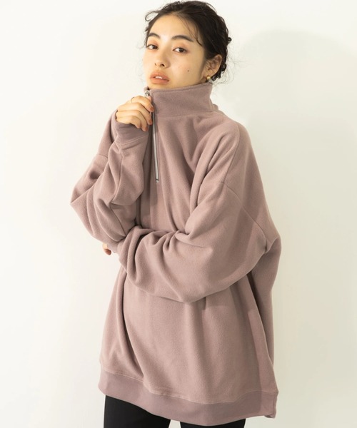 koe（コエ）の「マイクロフリースハーフZIPプルオーバー（Tシャツ/カットソー・レディース・チャコールグレー/ブラック/ブルー/ピンク系その他2・M）」の4枚目の写真