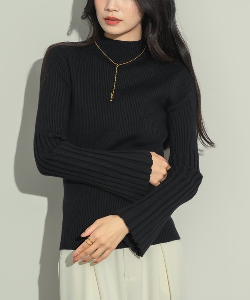 NEUNA(ヌナ)の「【素肌に触れても柔らかな着心地】変則フレアスリーブリブニットトップス(ニット/セーター・レディース・アイボリー/ブラック/ネイビー/グレー/チャコールグレー・FREE)」の15枚目の写真