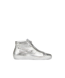 DIESEL | メンズ レザー メタリック ミッドカットスニーカー(スニーカー)
