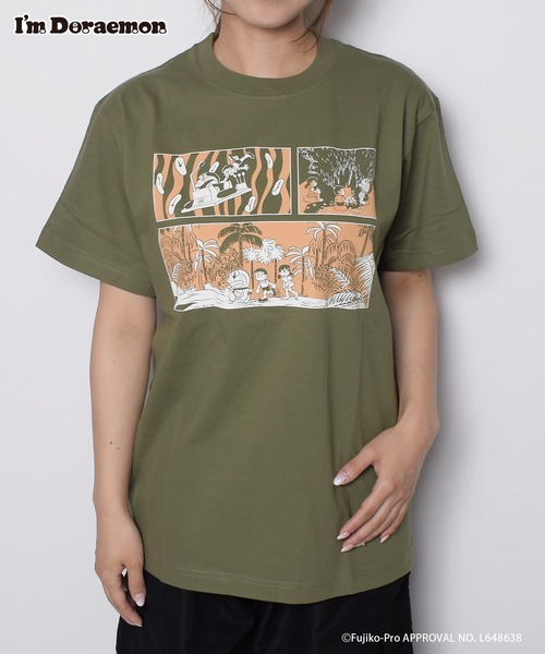 Flowering(フラワーリング)の「I’M DORAEMON(ものがたり・総柄)/半袖Tシャツ(Tシャツ/カットソー・レディース・ホワイト/ブラウン/パープル/ブルー/カーキ/ホワイト系その他・M/L)」の1枚目の写真