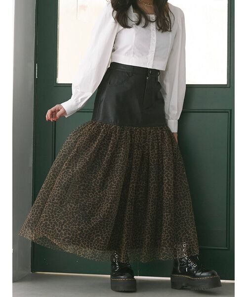 jouetie（ジュエティ）の「チュールドッキングスカート（スカート・レディース・オフホワイト/ブラック/クリア・MEDIUM）」の3枚目の写真