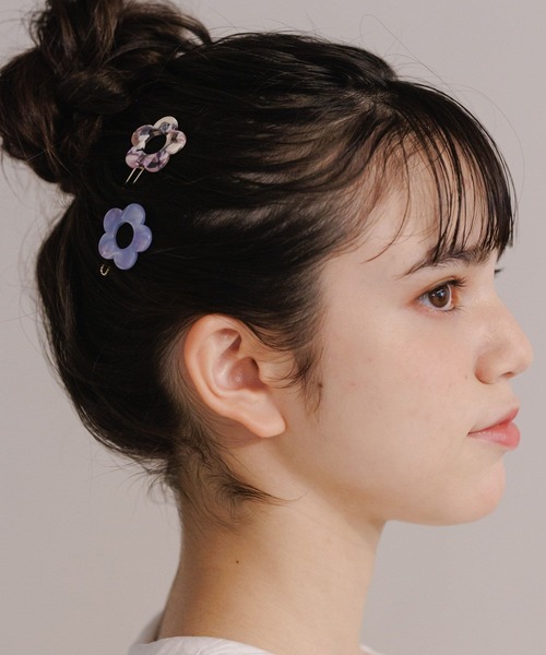 GLOBAL WORK（グローバルワーク）の「フラワーセットピン/AND YUA ANY/180526（ヘアピン・キッズ・ピンク/パープル系その他5・FREE）」の2枚目の写真