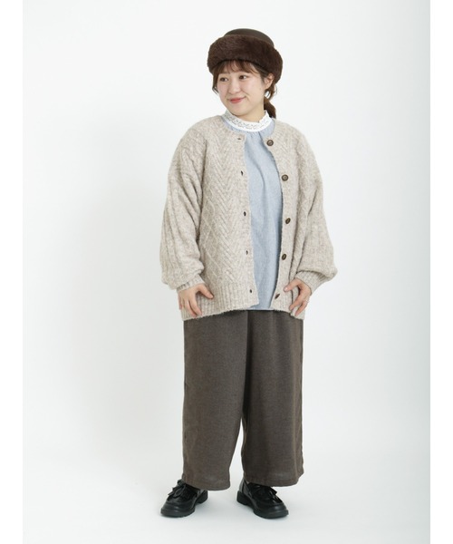 Samansa Mos2（サマンサ モスモス）の「ケーブル柄前後2WAYニット（ニット/セーター・レディース・ブルー/レッド/グリーン/ベージュ/チャコール/キナリ・ﾌﾘ-）」の14枚目の写真