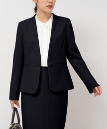 ウォッシャブルダブルクロスノーカラージャケット