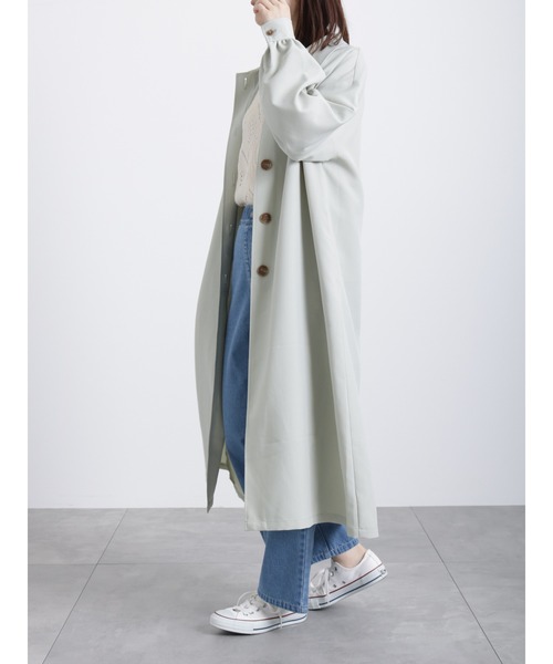 Samansa Mos2 blue（サマンサモスモスブルー）の「ステンカラーコート（ステンカラーコート・レディース・ベージュ/ミント/キナリ・ﾌﾘ-）」の7枚目の写真
