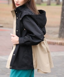 Bou Jeloud | 【撥水・花粉ガード】ウエスト切替フレアマウンテンパーカー(マウンテンパーカー)