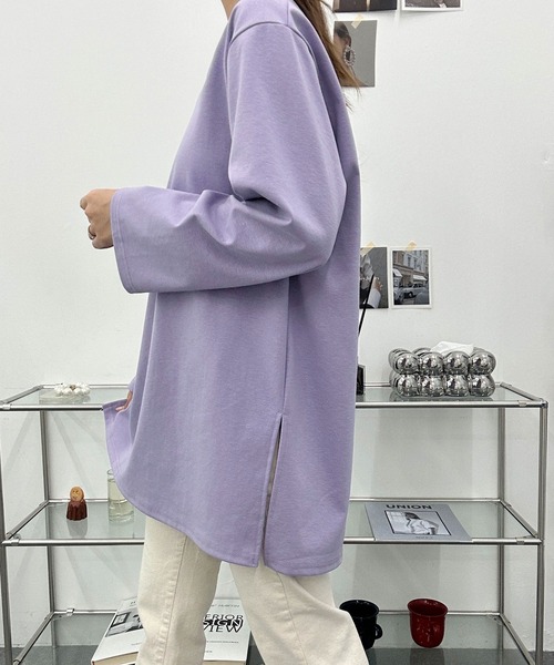 fd style(エフディ スタイル)の「UネックルーズスリットロングTシャツ(Tシャツ/カットソー・レディース・Navy/PINK/Black/Yellow/Purple/White・FREE)」の16枚目の写真