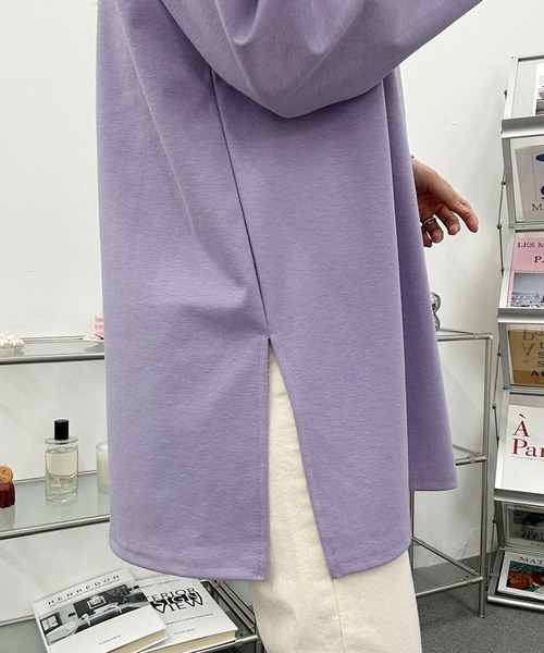 fd style(エフディ スタイル)の「UネックルーズスリットロングTシャツ(Tシャツ/カットソー・レディース・Navy/PINK/Black/Yellow/Purple/White・FREE)」の17枚目の写真