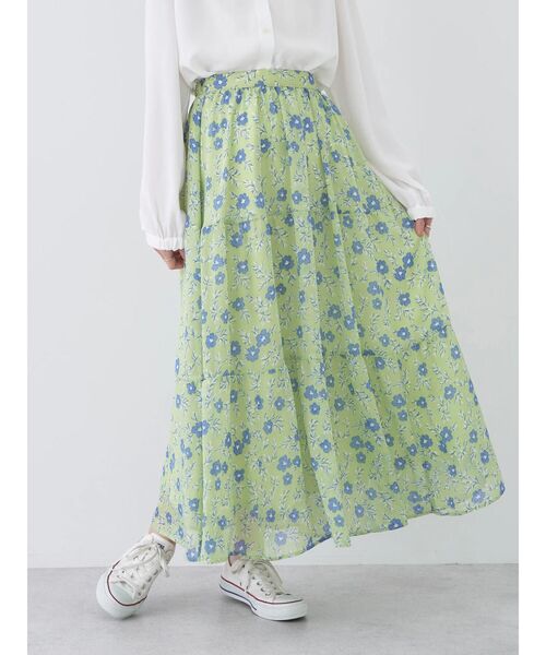 earth music&ecology（アースミュージックアンドエコロジー）の「フラワーティアードスカート（スカート・レディース・グリーン系その他3/ライトグレー/ライトブルー・FREE）」の15枚目の写真